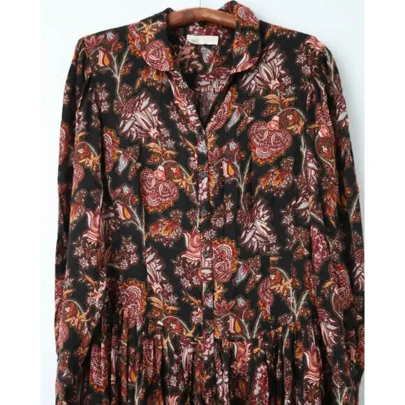 Ulla Johnson Celia Pleated Paisley-print Midi Dress Size 12
